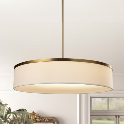 LamQee Drum Chandelier Light Fixture with Integrated LED, 19.6" Fabric Pendant Light, Gold Modern Farmhouse Lighting Ceiling Hanging Lighting | Target