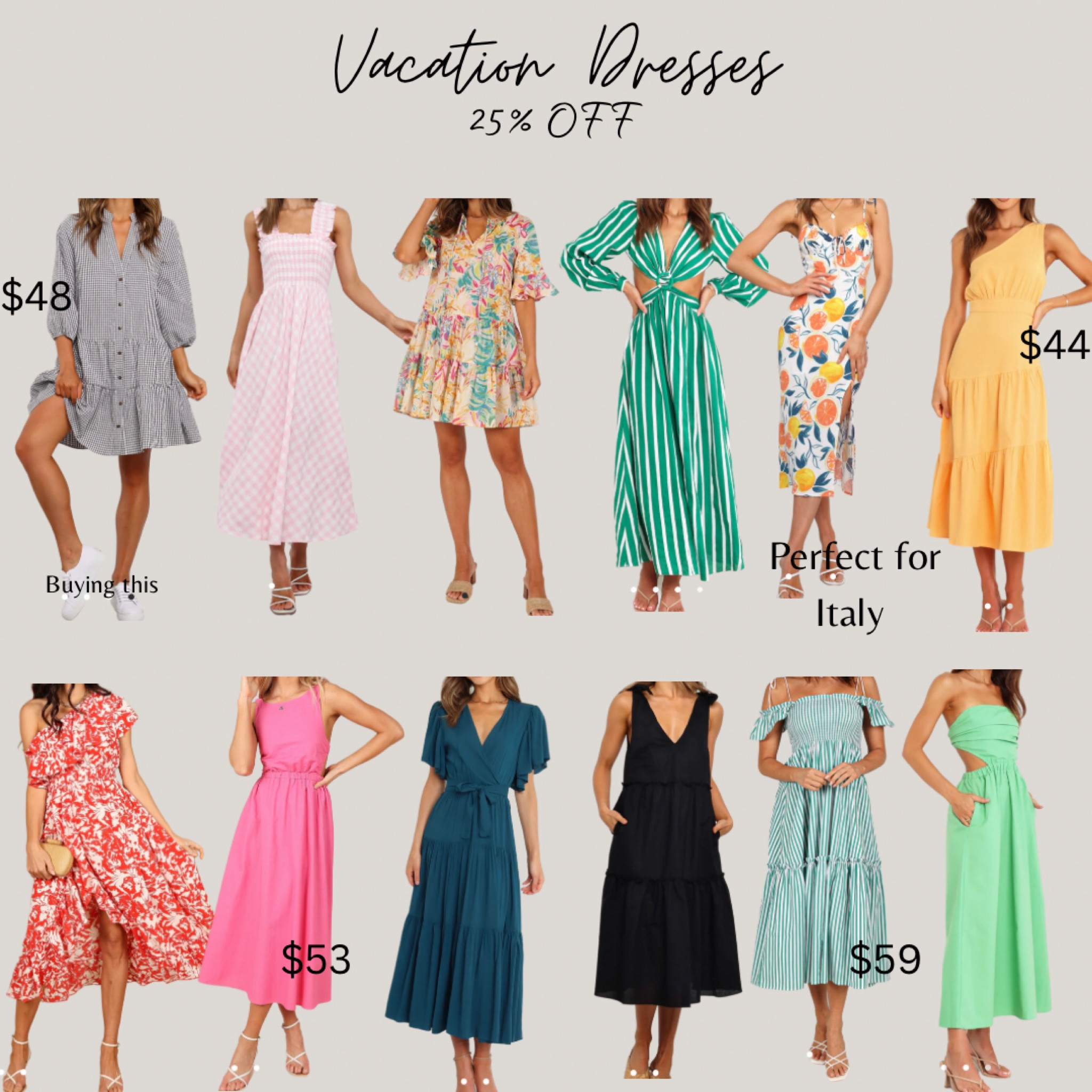 Vacation Outfits 25% off with code dresses25

Vacation dresses, vacation outfits, spring break, summer clothes, summer wedding, spring wedding, coastal casual, costal wedding, pink dress, striped dress, green dress, floral dress, blue dress, yellow dress, midi dress, navy dress, maternity friendly dress, pocket dress, vacation outfits, Caribbean outfits, Italy outfits, European outfits, euro trip outfits

#LTKSale #LTKSeasonal #LTKsalealert