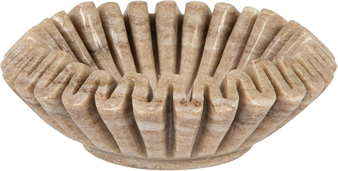 Creative Co-Op Round Marble Pleated Dish, Green | Amazon (US)