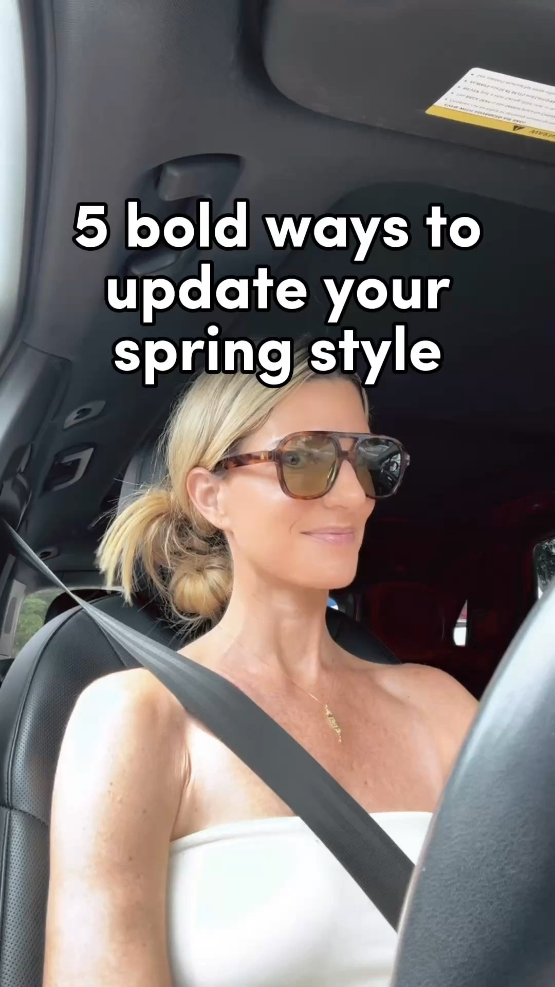 5 bold updates for your spring looks: bubble hems, bright colors, BIG sunglasses, polka dots, and fringe.