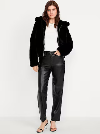 High-Waisted OG Loose Faux-Leather Pants | Old Navy (US)