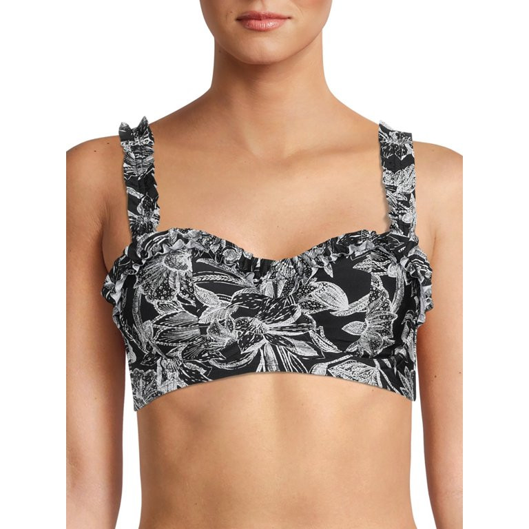 Time and Tru Women’s Underwire Ruffle Trim Swimsuit Top - Walmart.com | Walmart (US)