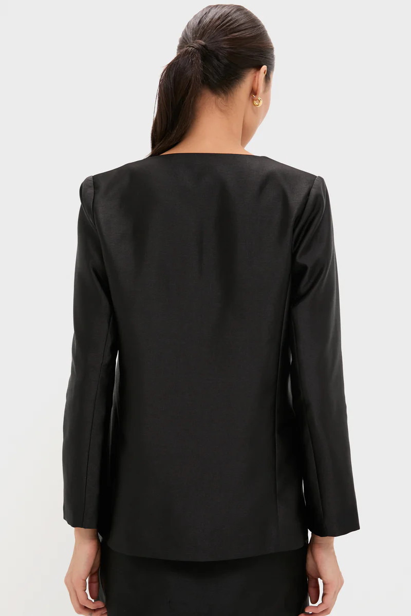 Black Dupioni Long Sleeve Carrico Top | Tuckernuck (US)