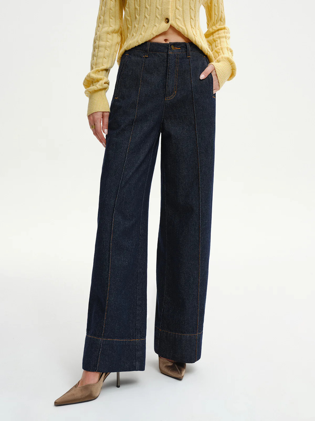 High-Waist Wide-Leg Denim Jeans | Commense