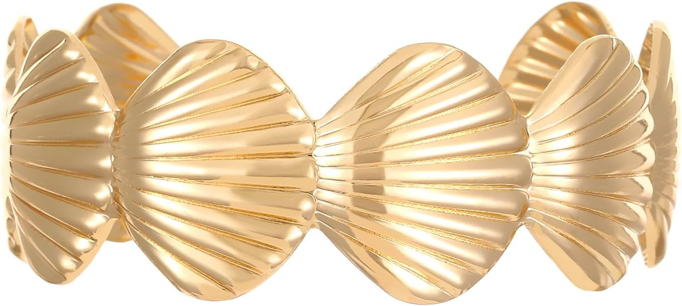 MXUHUI Wide Cuff Bracelets for Women Boho Vintage Statement Starfish Open Bangle Bracelet Irregul... | Amazon (US)