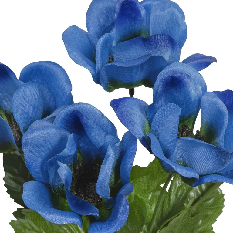 13-inch Artificial Silk Blue 5 Heads Anemone Flower Pick, for Indoor Use, by Mainstays | Walmart (US)