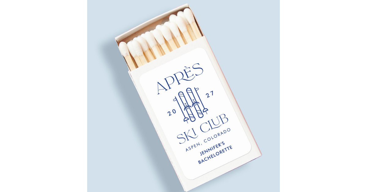 Apres Ski Club Winter Ski Bachelorette Party Favor Matchboxes | Zazzle | Zazzle