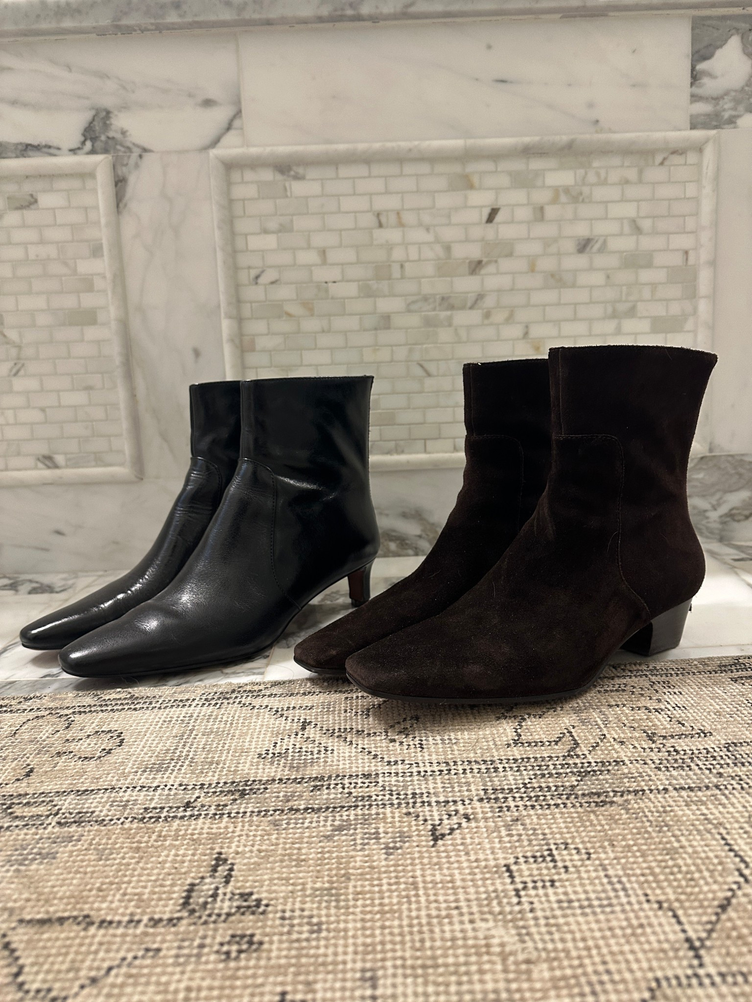 boots I got this winter…so glad low heels are in because my feet love them.  also, the ones on the right are super dark brown suede. and on sale! 

Madewell, Madewell boots, kitten heel, winter shoes, winter style, mom style, black boots, shoe crush 

#LTKWorkwear #LTKSaleAlert #LTKOver40