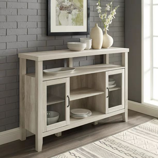 Woven Paths Farmhouse Glass Door TV Stand for TVs up to 58", White Oak | Walmart (US)