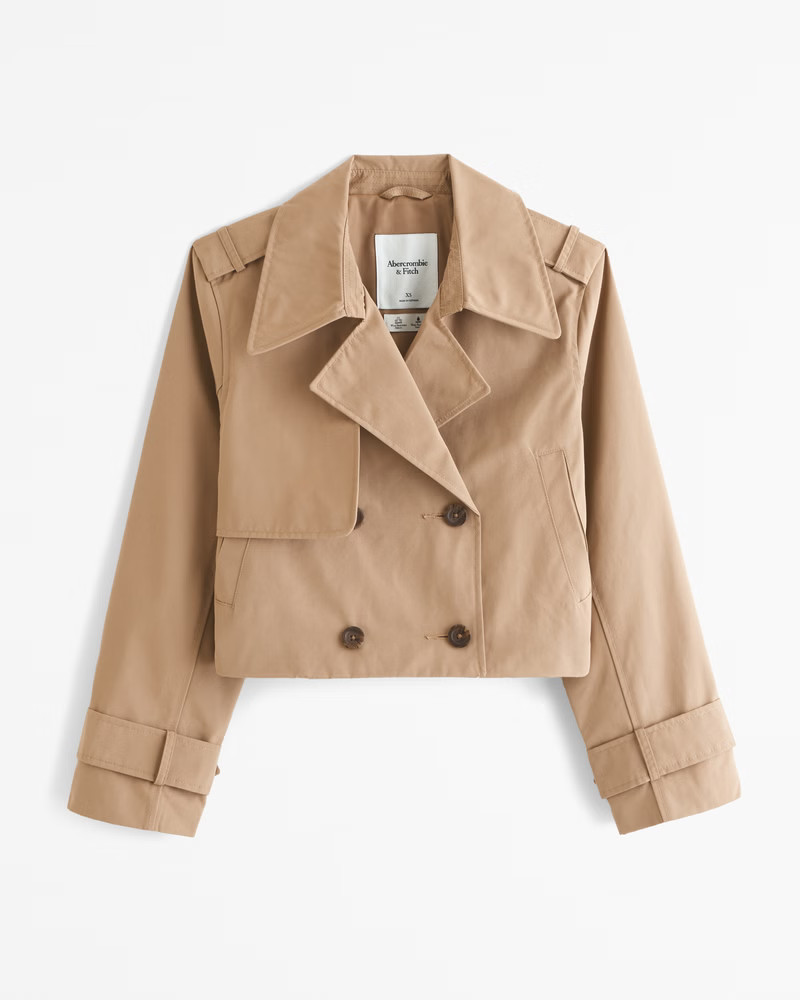 Abercrombie & Fitch Women's Cropped Trench Coat in Caramel - Size M | Abercrombie & Fitch (US)