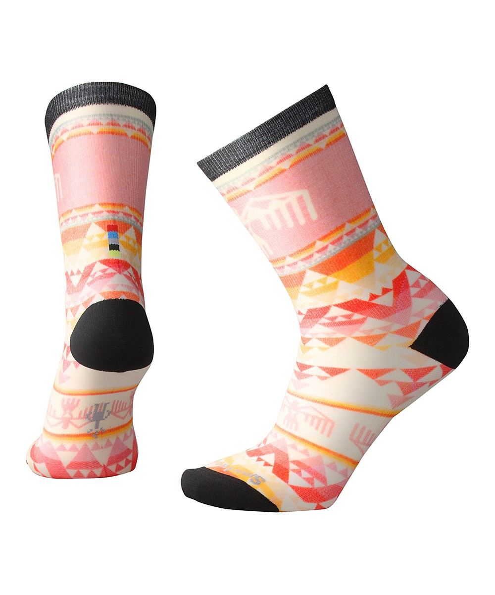 Smartwool Women's Socks BRIGHT - Bright Coral Geo Totem Valley Crew Socks - Women | Zulily