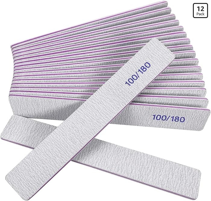Nail Files (12 Pack), 100/180 Grit Emery Boards Nail File for Natural Nails and Acrylic Nails, Do... | Amazon (US)