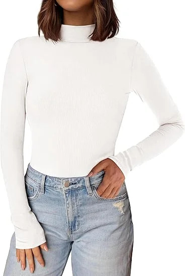 PRETTYGARDEN Women's Turtleneck Long Sleeve Shirts Fall Basic Thermal Underwear Tops Ribbed Fitte... | Walmart (US)