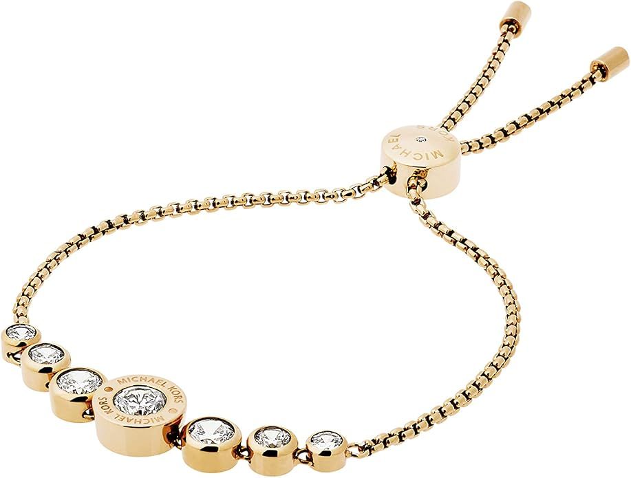 Michael Kors Women's Stainless Steel Gold-Tone Slider Bracelet with Crystal Accents | Amazon (US)