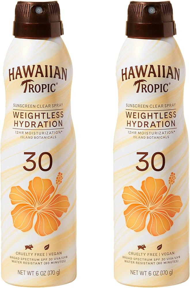 Hawaiian Tropic Weightless Hydration Clear Spray Sunscreen SPF 30, 6oz | SPF 30 Sunscreen Spray, ... | Amazon (US)