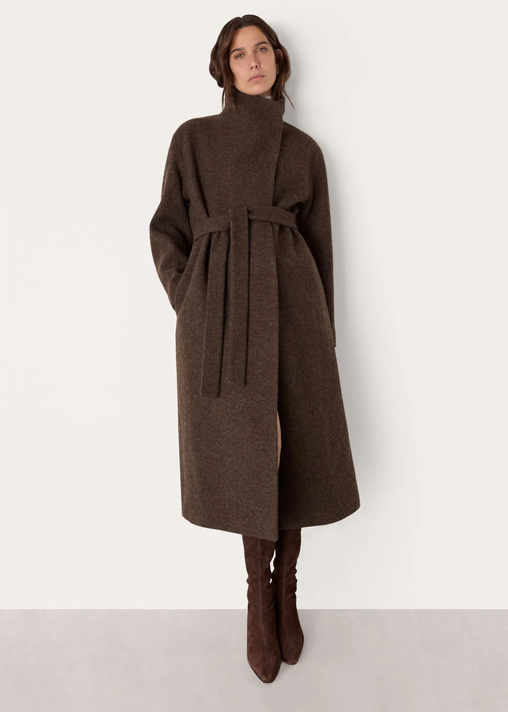 Taupe Morgan Funnel Neck Coat | WHISTLES | Whistles UK | | Whistles