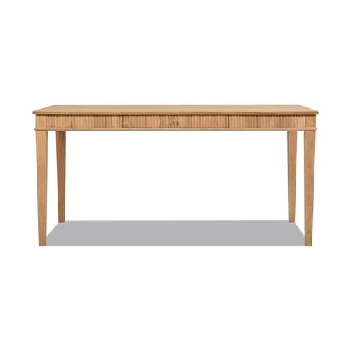 Jennifer Taylor Home Dumont Modern Farmhouse 1-Drawer Fluted Home Office Writing Desk, Natural Bl... | Amazon (US)