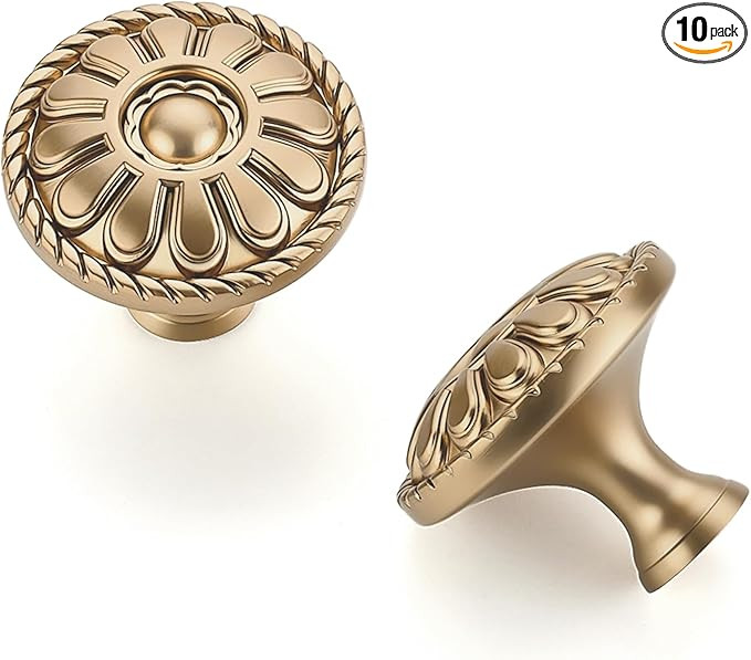 HOME EDIT 10 Pack 1-1/5 Inch Kitchen Cabinet Knobs Rustic Champagne Bronze Drawer Handles for Cab... | Amazon (US)