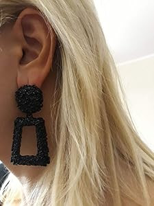 ATIMIGO Statement Drop Earrings Large Metal Rectangle Geometric Dangle Earrings for Women | Amazon (US)