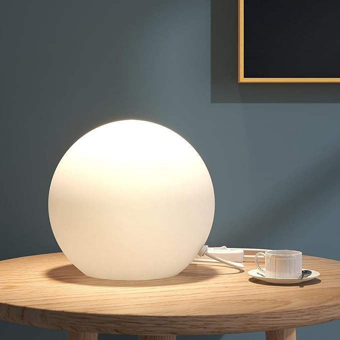 10 Inch Ball Table Lamp with Glass Shade, Ball Light Bookshelf Lamp for Bedroom, Dorm, Office and... | Amazon (US)