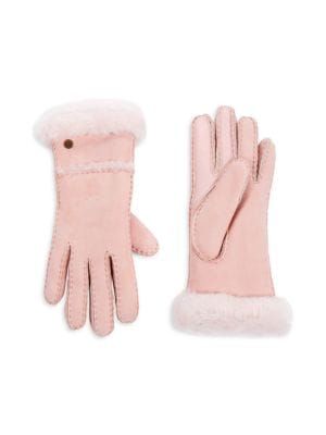 UGG Shearling Trim Leather Gloves on SALE | Saks OFF 5TH | Saks Fifth Avenue OFF 5TH