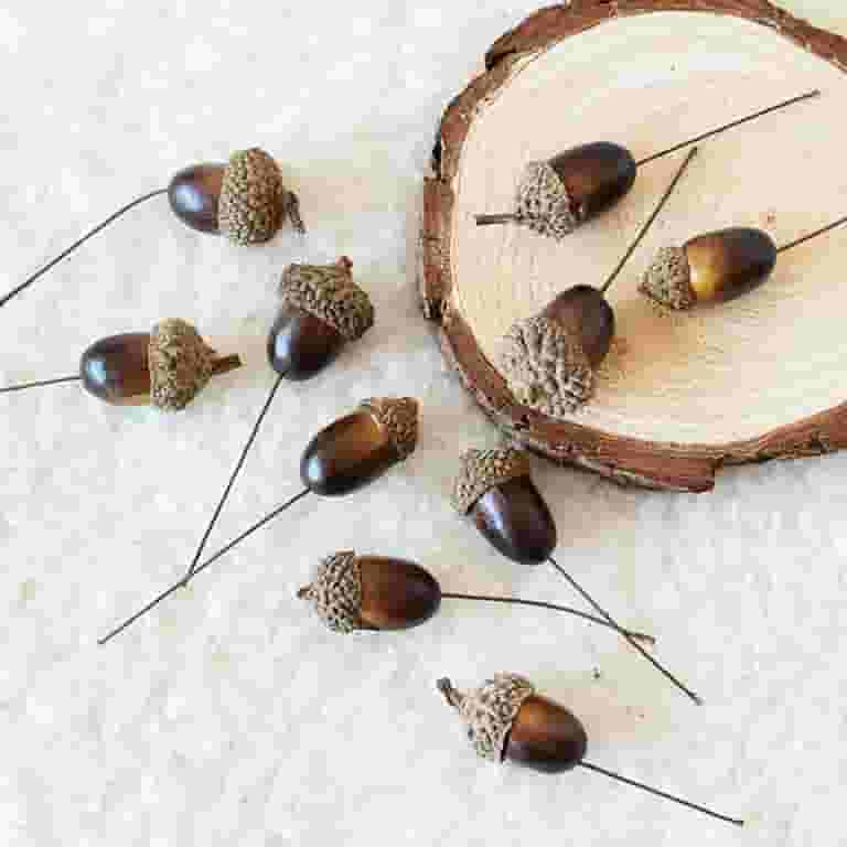 Milisten 10pcs Faux Acorns Light Brown Acorn Picks for Decorating Rustic for Autumn Holiday Party... | Walmart (US)