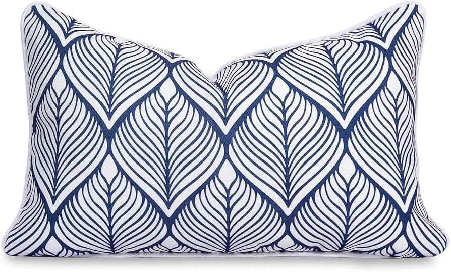 Hofdeco Premium Coastal Patio Indoor Outdoor Lumbar Pillow Cover Only, 12"x20" Water Repellent fo... | Amazon (US)