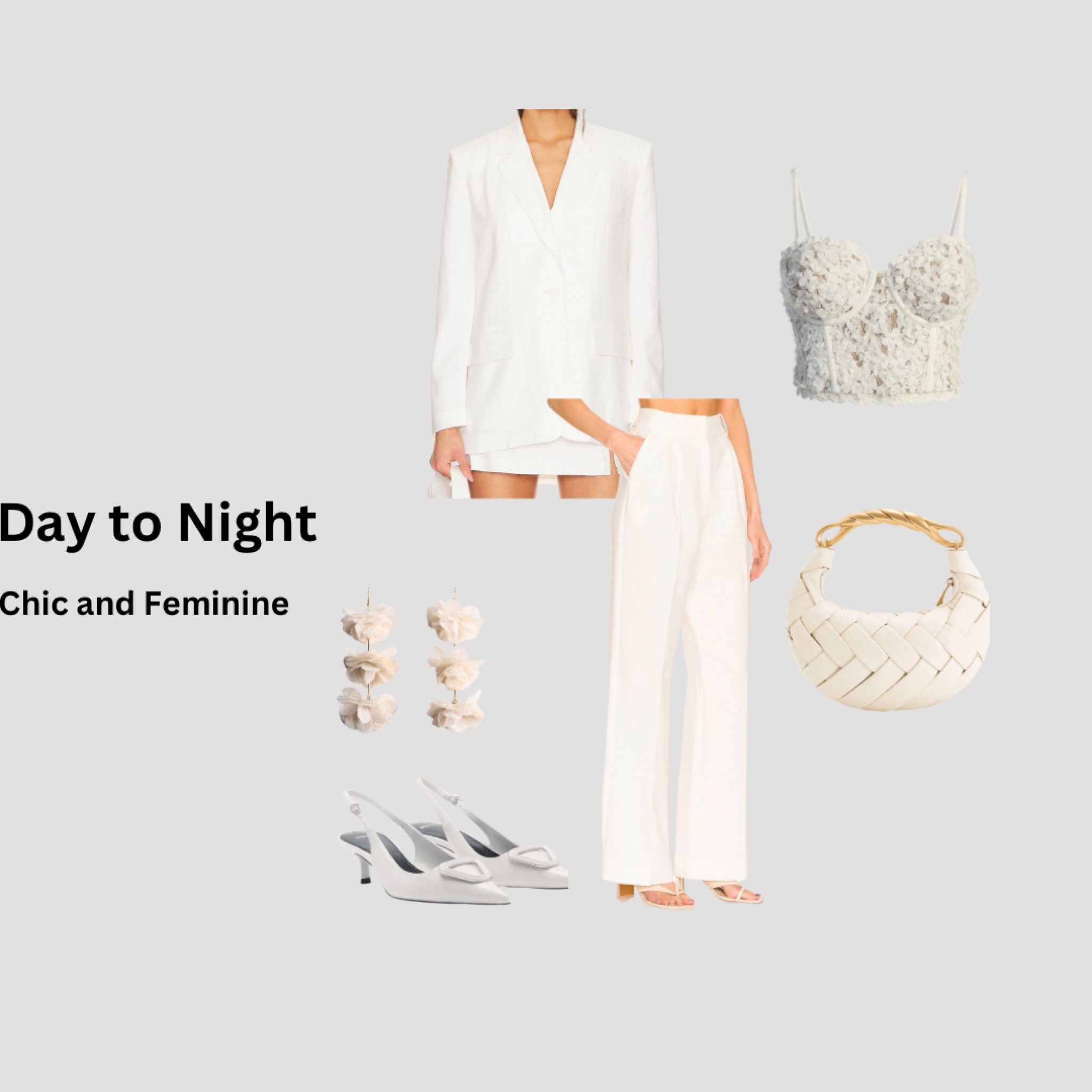 all white outfit 
Nordstrom corset 
Revolve blazer 
Revolve wide leg pants 
Mango heels 
Amazon handbag 

#LTKFindsUnder100 #LTKWorkwear #LTKFallSale