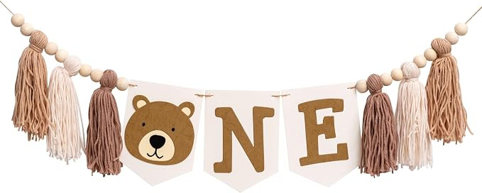 Bear Highchair Banner 1st Birthday - Beary First Birthday Decorations High Chair Banner, Bear The... | Amazon (US)