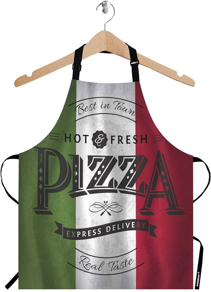 WONDERTIFY Pizza Apron,Best in Town Pizzeria Retro Poster on Grunge Backgrounds Green White Red B... | Amazon (US)