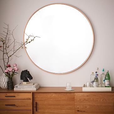 Metal Framed Oversized Round, Mirror, Rose Gold | West Elm (US)