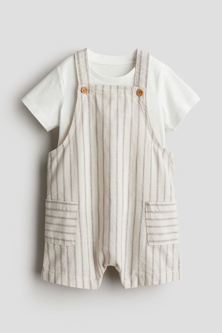 2-piece cotton set - Beige/Striped - Kids | H&M GB | H&M (UK, MY, IN, SG, PH, TW, HK)