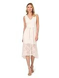 Adrianna Papell Women's Lace Midi Flounce Dress, Ivory, 14 | Amazon (US)