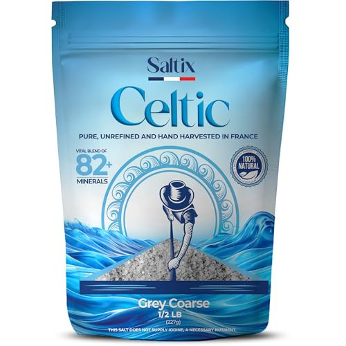 Saltix Grey Coarse Sea Salt 1/2 lbs (8oz) From the Celtic Region of France, 100% Natural, Organic, Unrefined, 82+ Trace Minerals and Electrolytes, Hand Harvested Sel Gris De Guerande, Sal Celtica | Amazon (US)