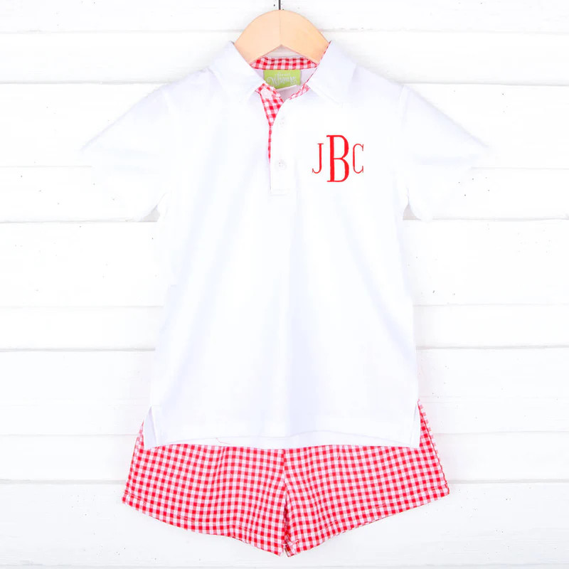 Red Gingham Polo Short Set | Classic Whimsy