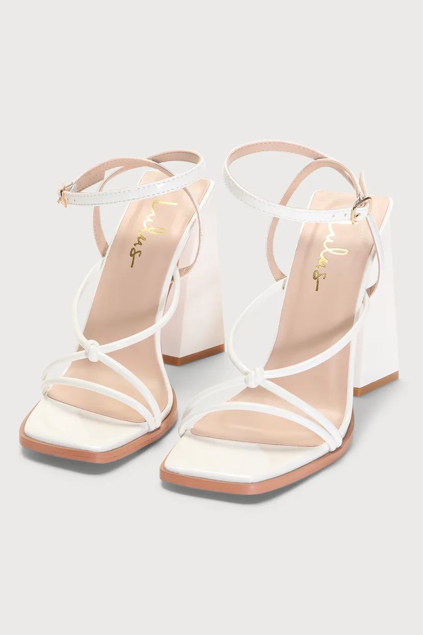 Siarla White Patent Strappy High Heel Sandals | Lulus (US)