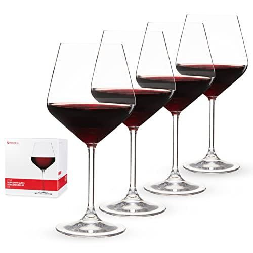 Spiegelau Style Burgundy Wine Glasses Set of 4 - European-Made Crystal, Classic Stemmed, Dishwasher Safe, Professional Quality Red Wine Glass Gift Set - 22.6 oz | Amazon (US)
