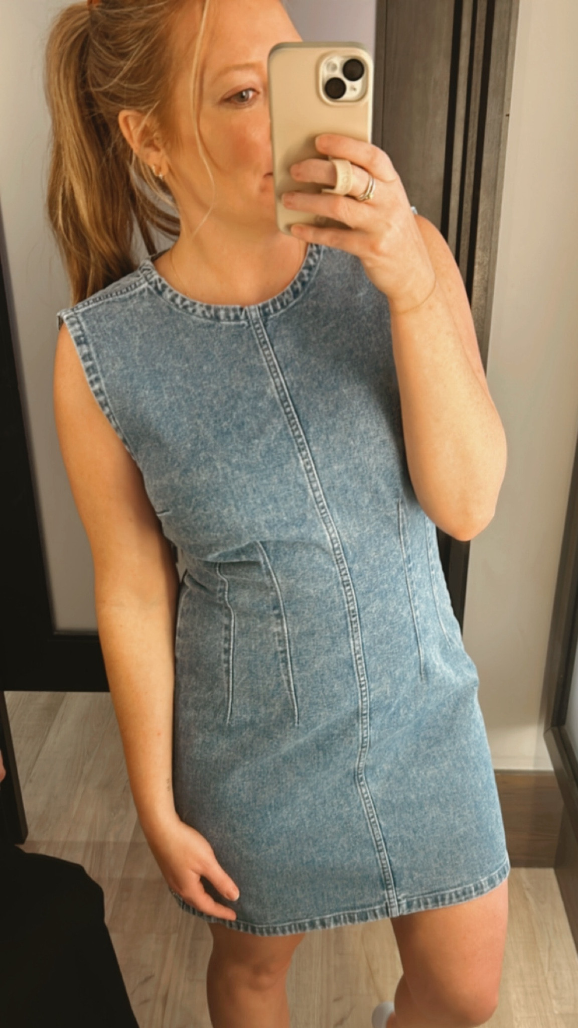 The perfect denim dress does exist. I’m wearing a medium 

#LTKU #LTKSpringSale #LTKfindsunder100