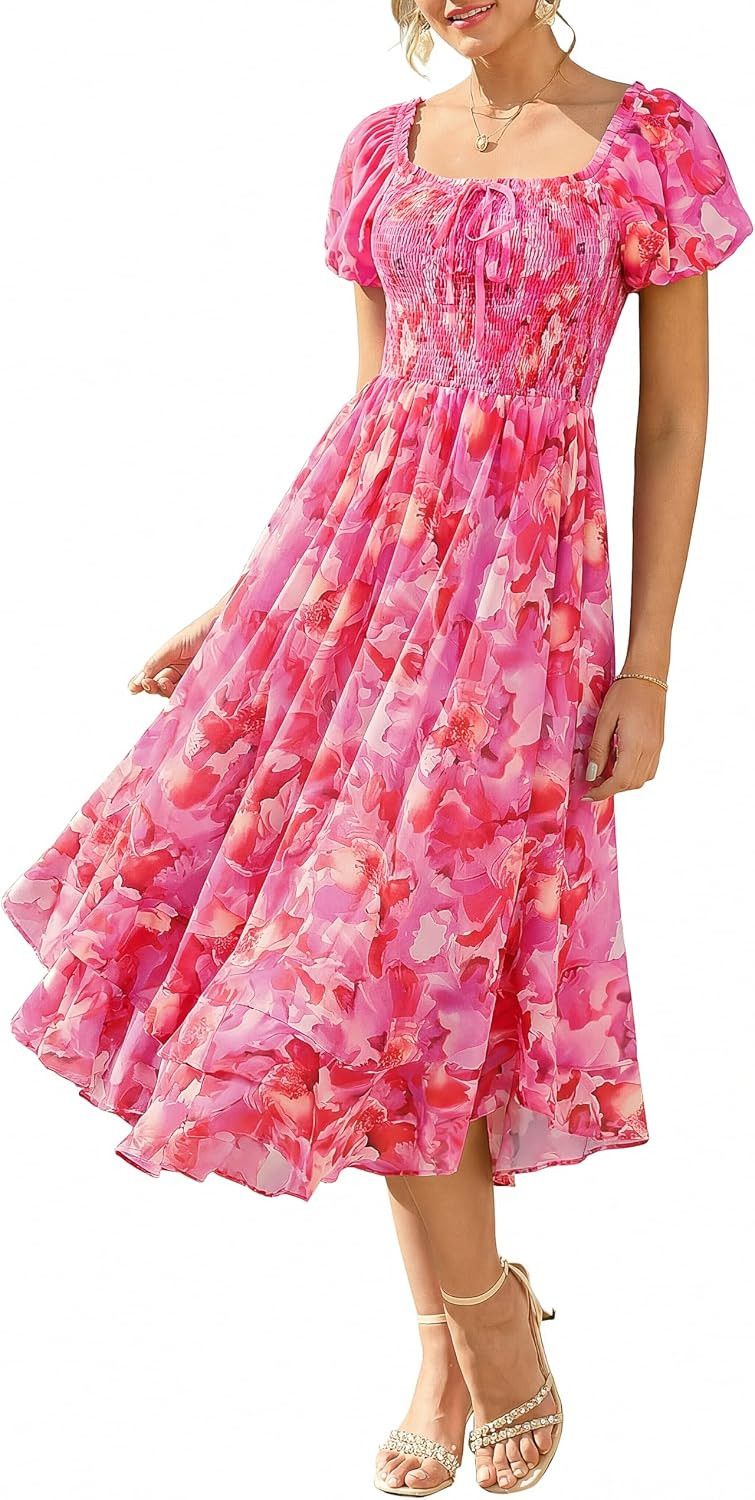 GRACE KARIN Womens Summer Floral Maxi Dress 2026 Flowy Wedding Guest Dress A Line Boho Dresses Fashion Clothing with Pockets | Amazon (US)