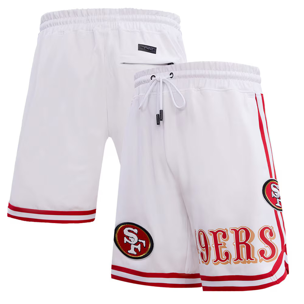 Men's San Francisco 49ers  Pro Standard White Classic Chenille Double Knit Shorts | NFL Shop