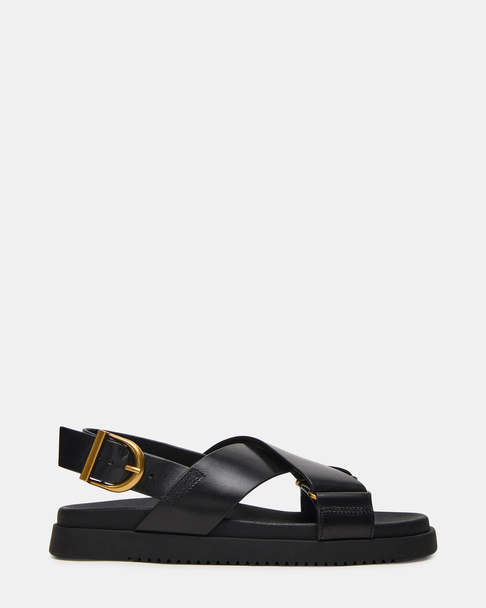 DONELLI Black Leather Strappy Footbed Women's Sandal | Steve Madden (US)