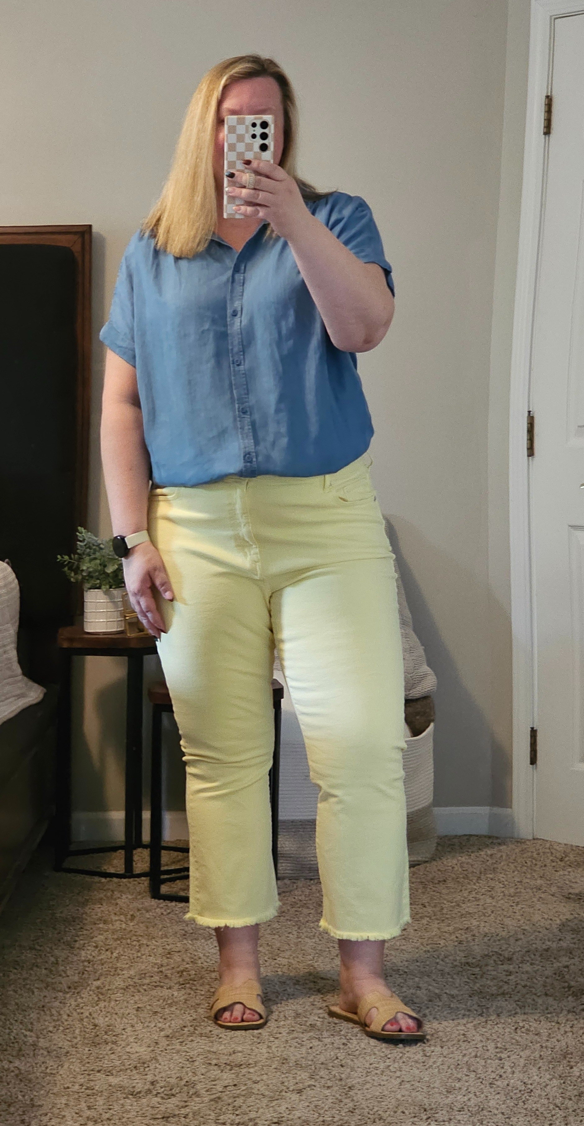 Anyone else ready for Summer?  BBQs, wineries, time with friends and family! Wearing an XXL in the chambray top and a 34 in the cropped denim. 

#LTKMidsize #LTKOver40 #LTKSaleAlert