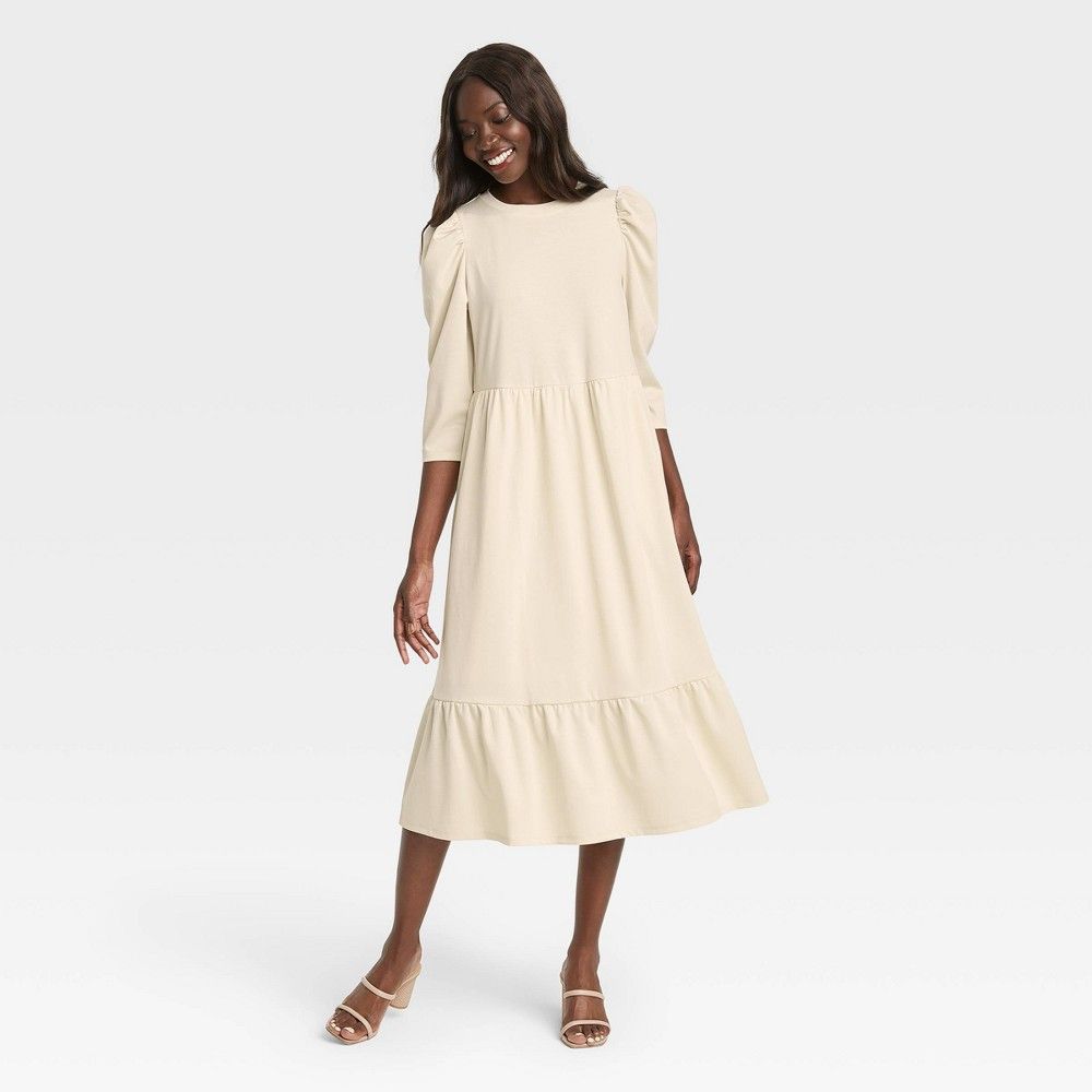 Women's Raglan Long Sleeve High Low Dress - Who What Wear Cream XS, Ivory | Target