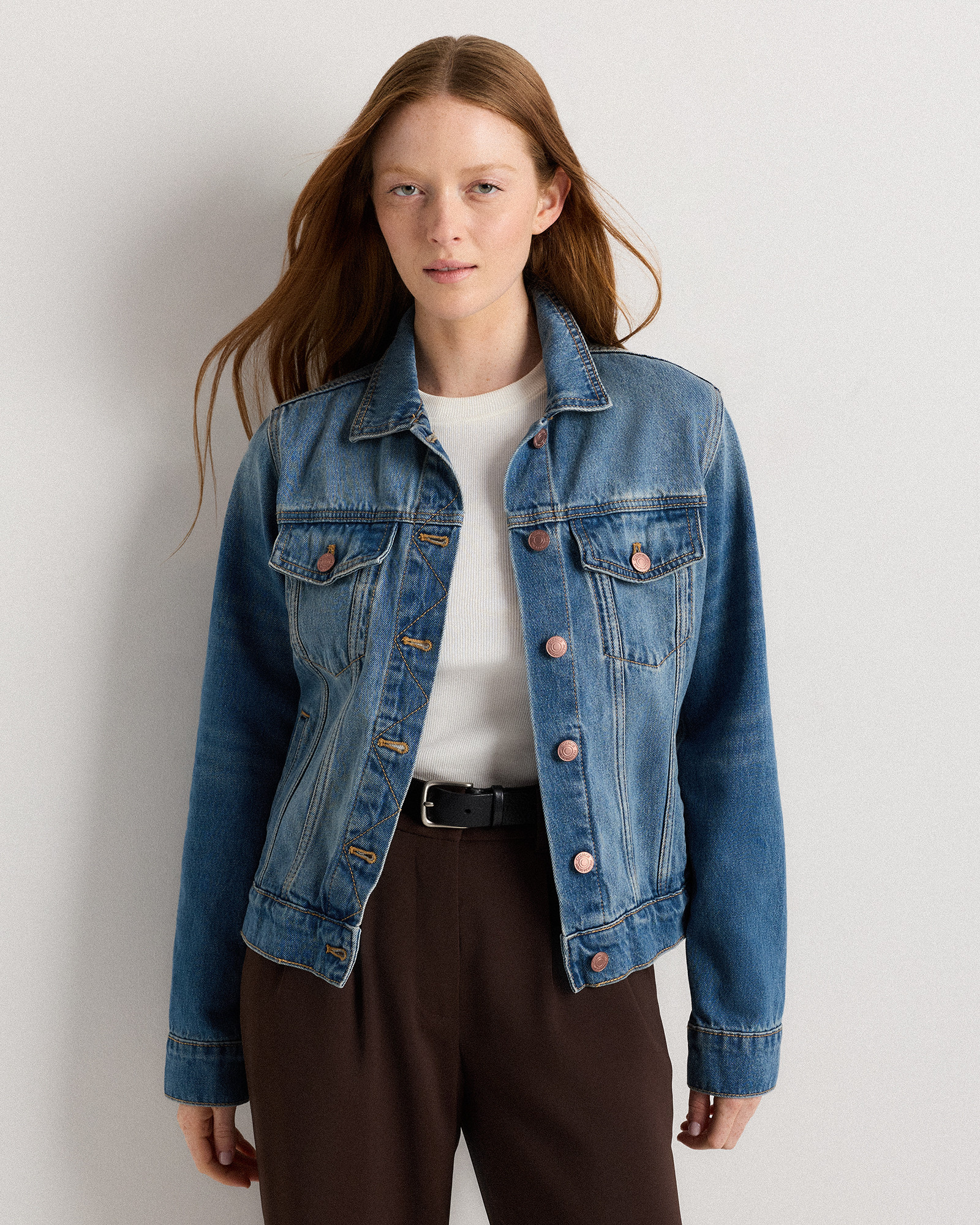 Quince | Women's Denim Jacket in Indigo Blue, Size Medium, Cotton | Quince