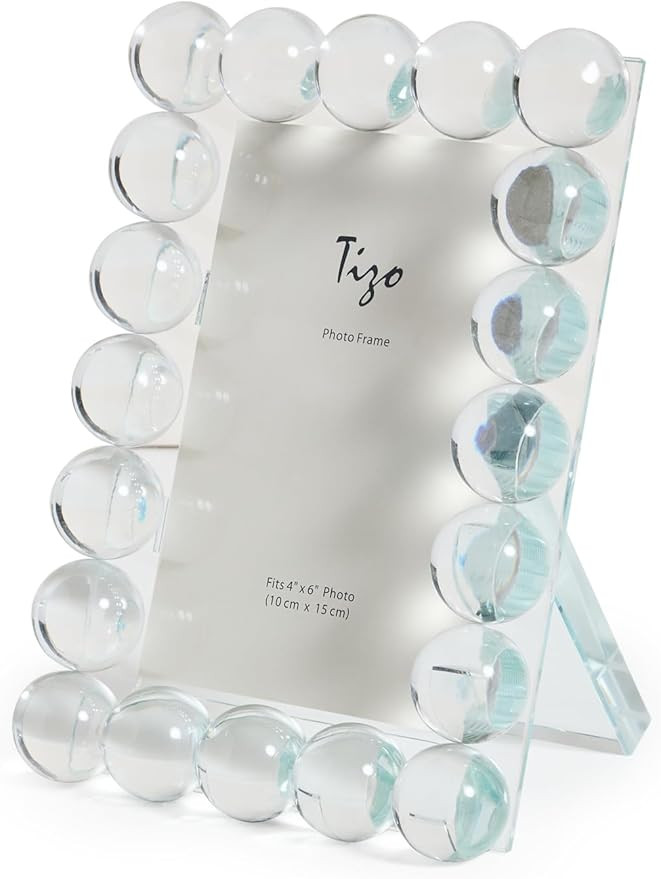 TIZO Design 4x6 Crystal Clear Glass Picture Frame, Boutique Quality Photo Frame (Single Row Bubbl... | Amazon (US)