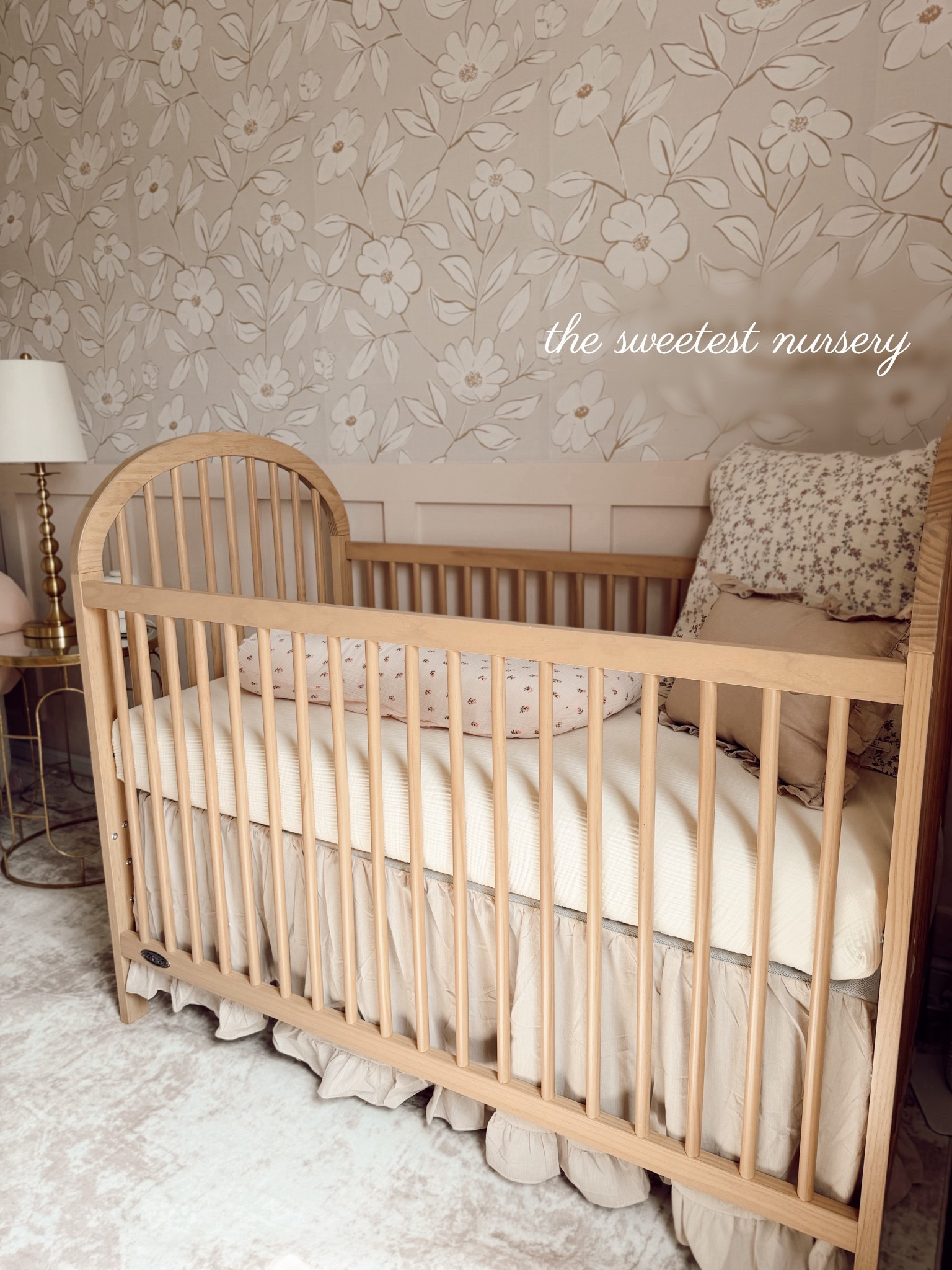 baby girl nursery - wallpaper is from wimzy walls - the cottage core neutral ✨🕊️🧸💓🌷 

Crib skirt, crib, oak wood crib, affordable nursery, baby girl nursery, vintage baby girl nursery 

#LTKKids #LTKBaby #LTKBump