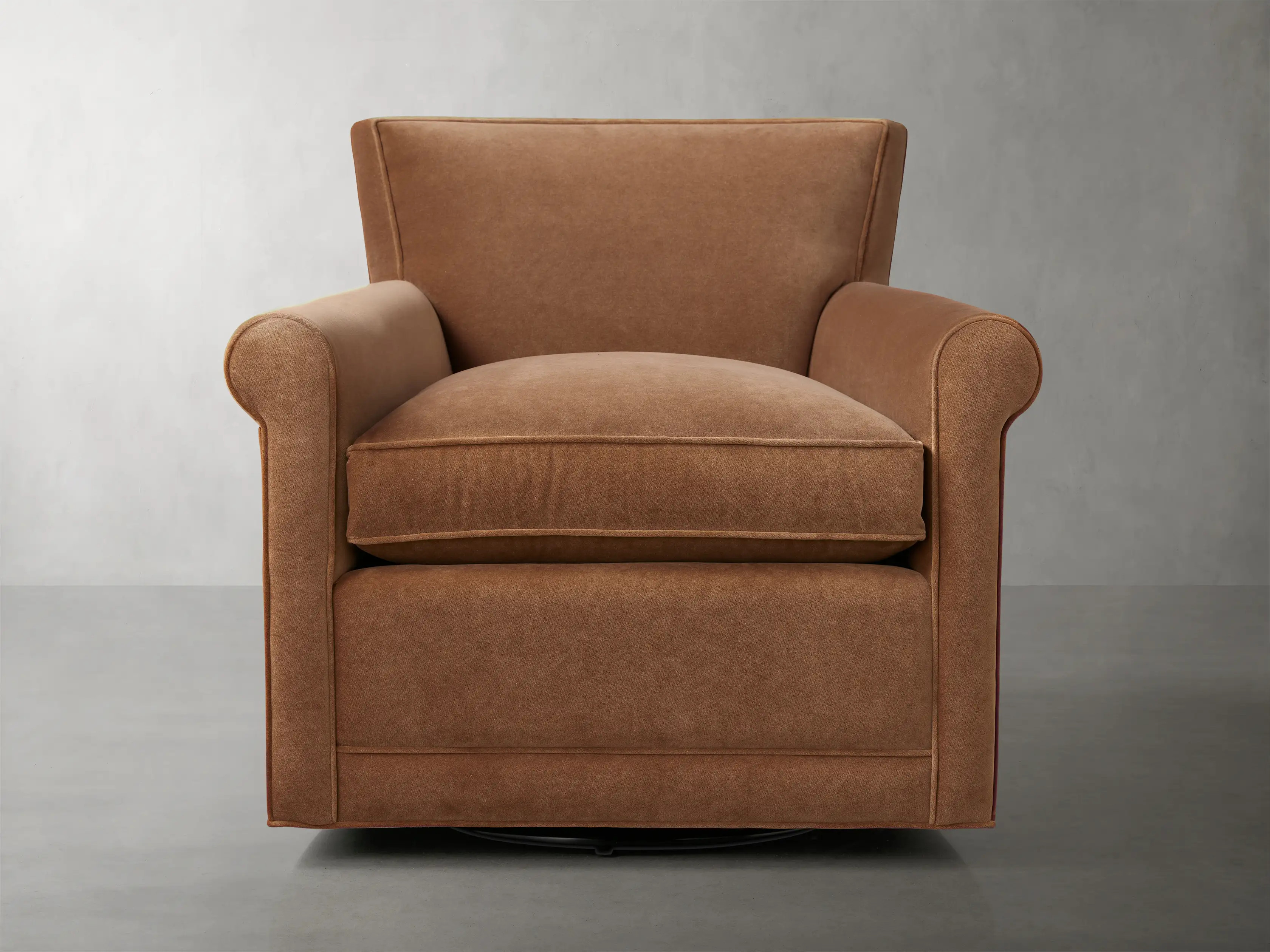 Rudy Rolled Arm Swivel Chair in Banks Cognac | Arhaus