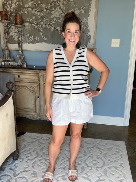 Paired this black and white sweater vest with linen shorts from Amazon for a casual and put together summer look. I love these neutral Amazon slides  

#LTKSeasonal #LTKFindsUnder50 #LTKStyleTip