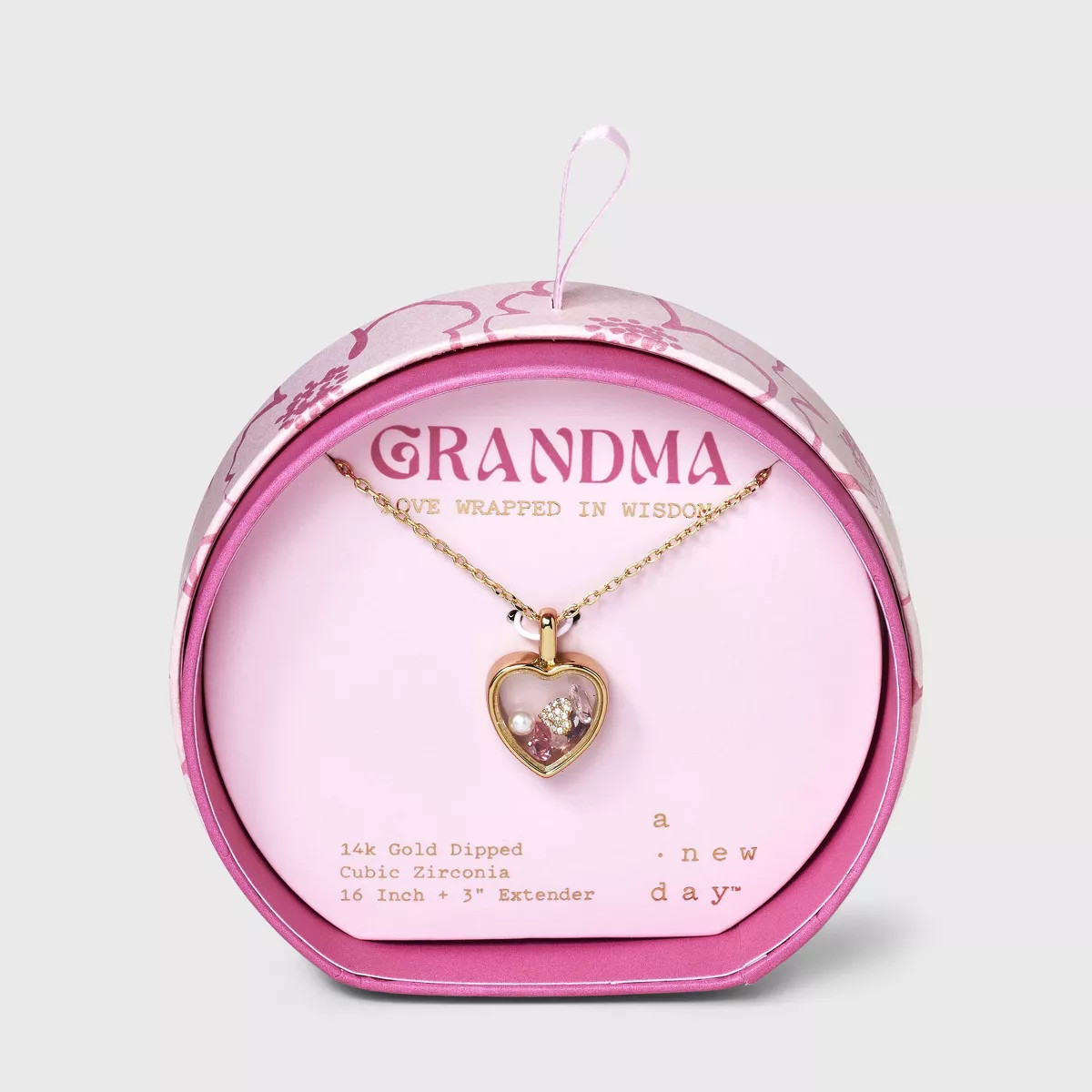 14K Gold Dipped Cubic Zirconia Heart Grandma Shaker Pendant Necklace - A New Day™ Gold | Target