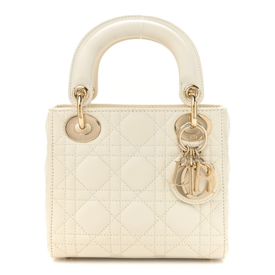 Lambskin Cannage Mini Lady Dior White | FASHIONPHILE (US)